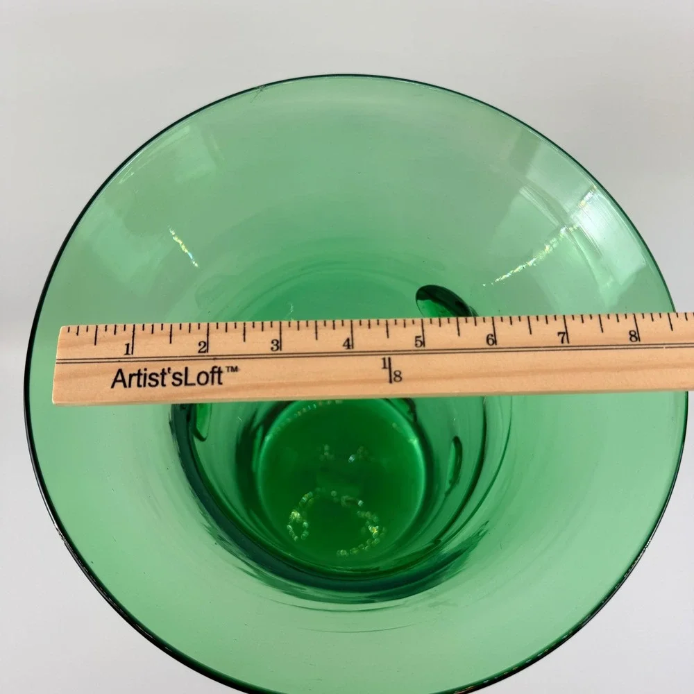 Mid Century Green Glass Large Prunt Blob Floor Vase 18